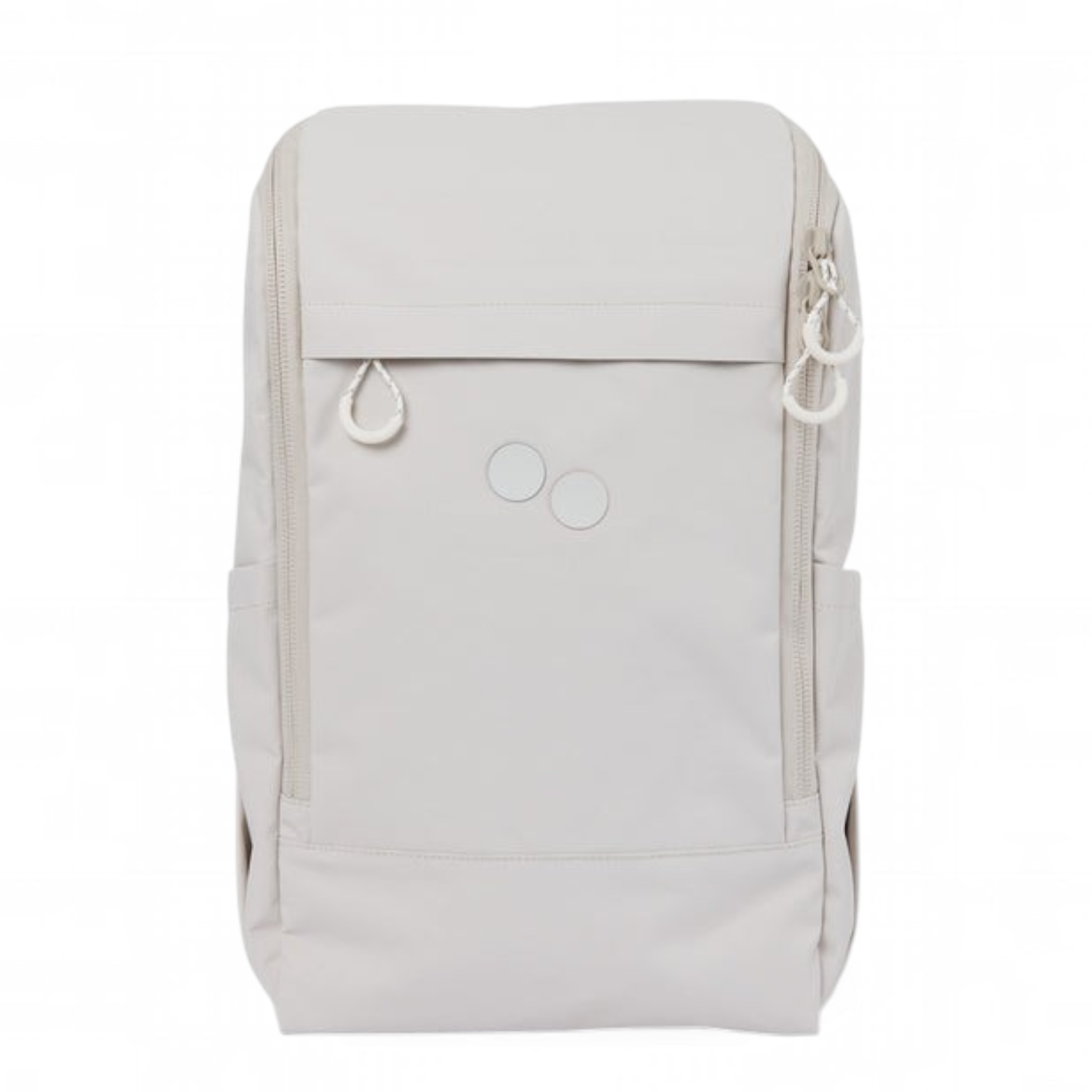 Lieblingstasche Purik minimalist beige backpack with front zipper pocket and circular logo detail