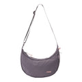 Lieblingstasche purple crescent-shaped sling bag with adjustable strap and zipper details