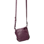 Lieblingstasche Mrs. Chocolate Cookie purple leather crossbody bag with adjustable strap and zip closure