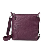 Lieblingstasche Mrs. Raisin Cookie purple leather crossbody bag with a slim profile and adjustable shoulder strap.