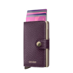 Lieblingstasche Secrid Miniwallet Pebble in deep purple textured leather with gold snap button and card holder