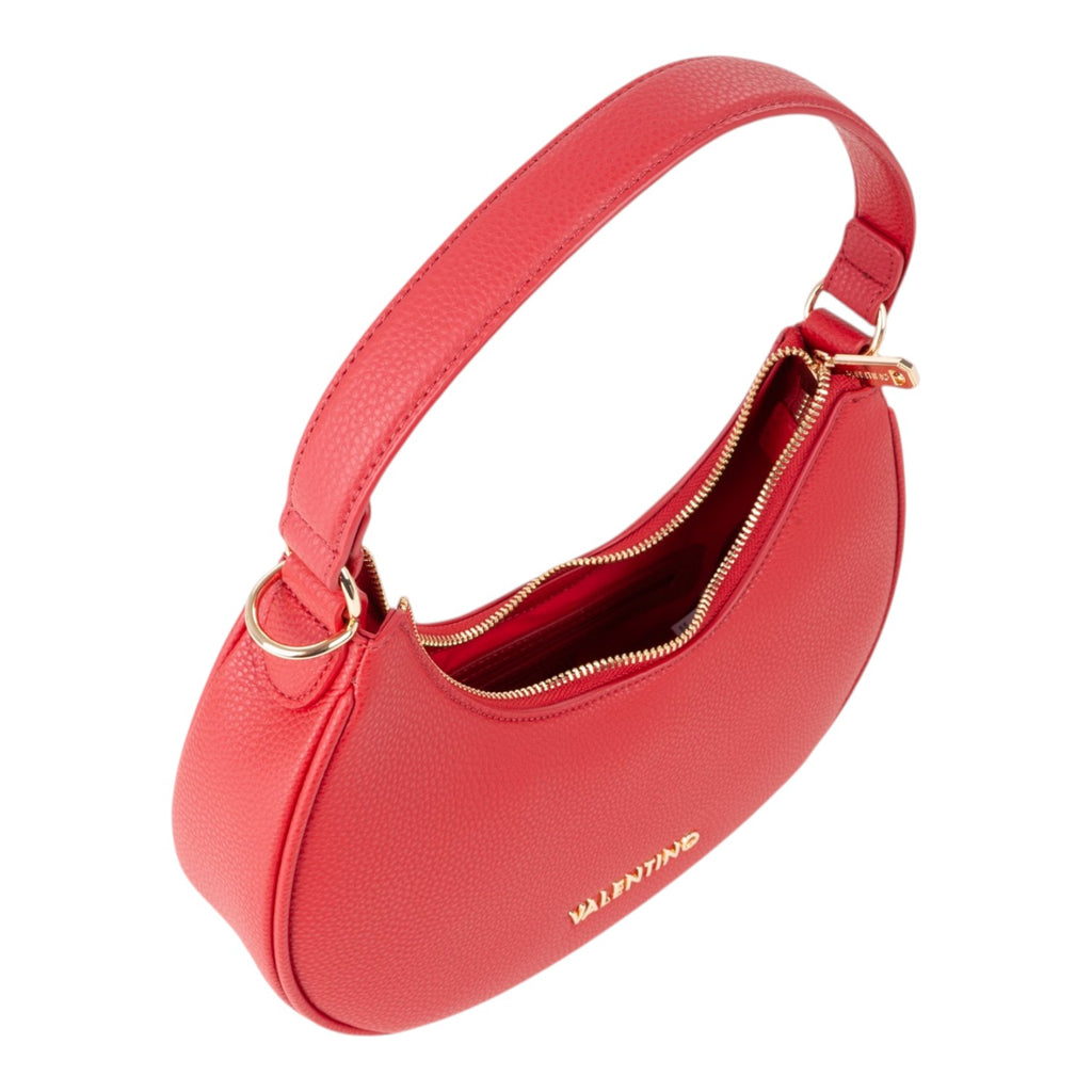 Lieblingstasche Shelby red pebbled leather hobo bag with gold hardware and zip closure.
