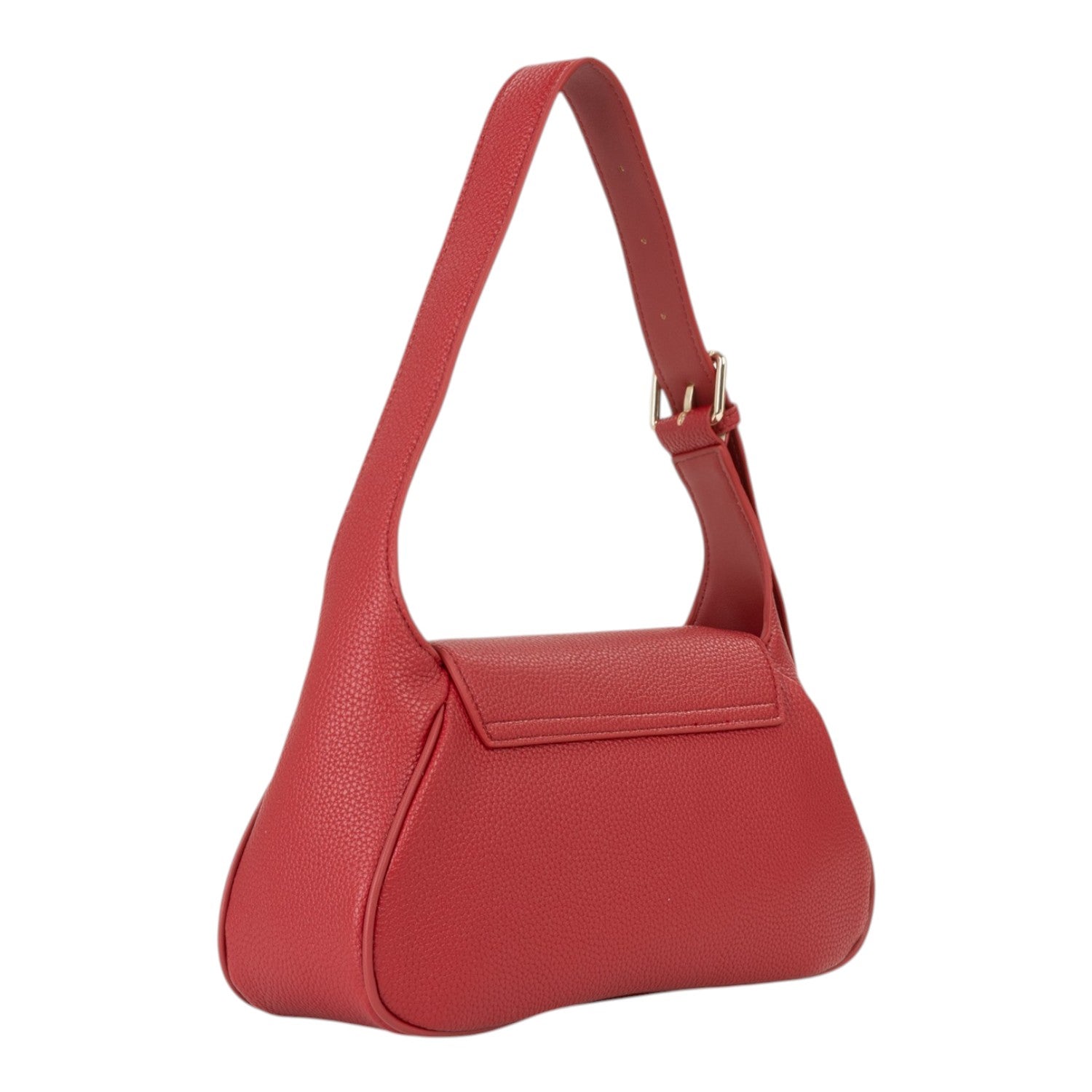 Lieblingstasche Daphne Re red pebbled leather flap shoulder bag with adjustable strap.