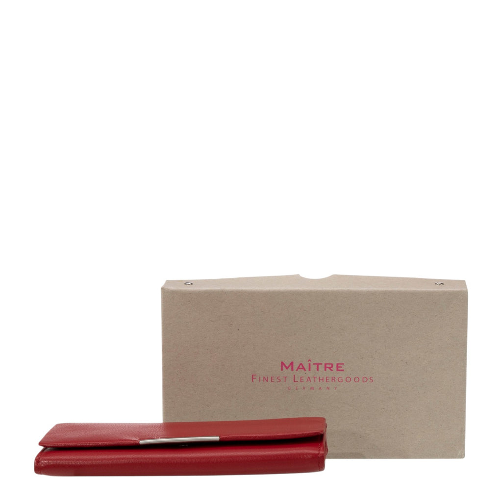 Lieblingstasche red leather Diedburg purse with silver clasp and MAITRE box