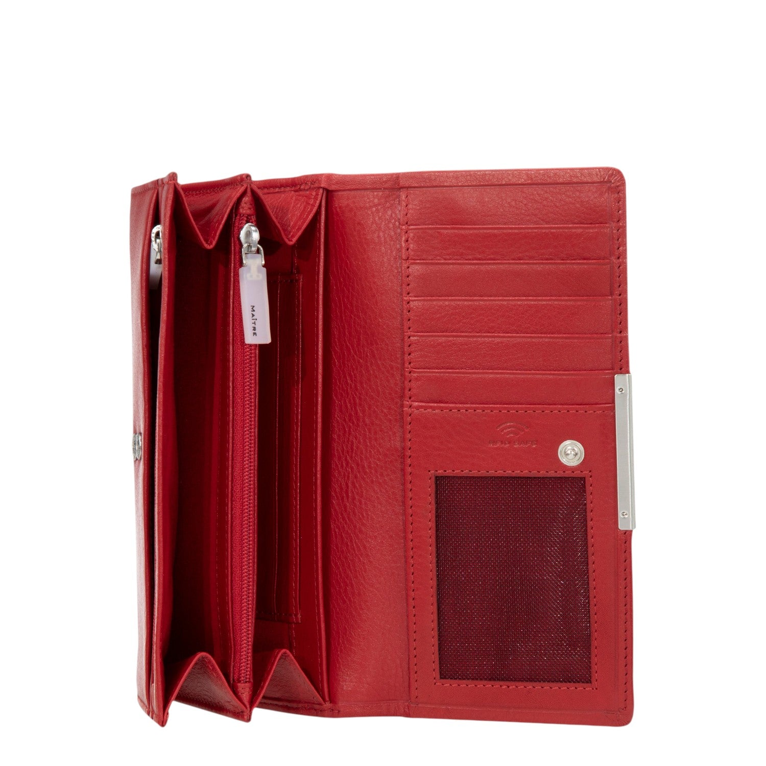 Lieblingstasche red leather Diedburg purse with multiple card slots, zip pocket, and ID window.
