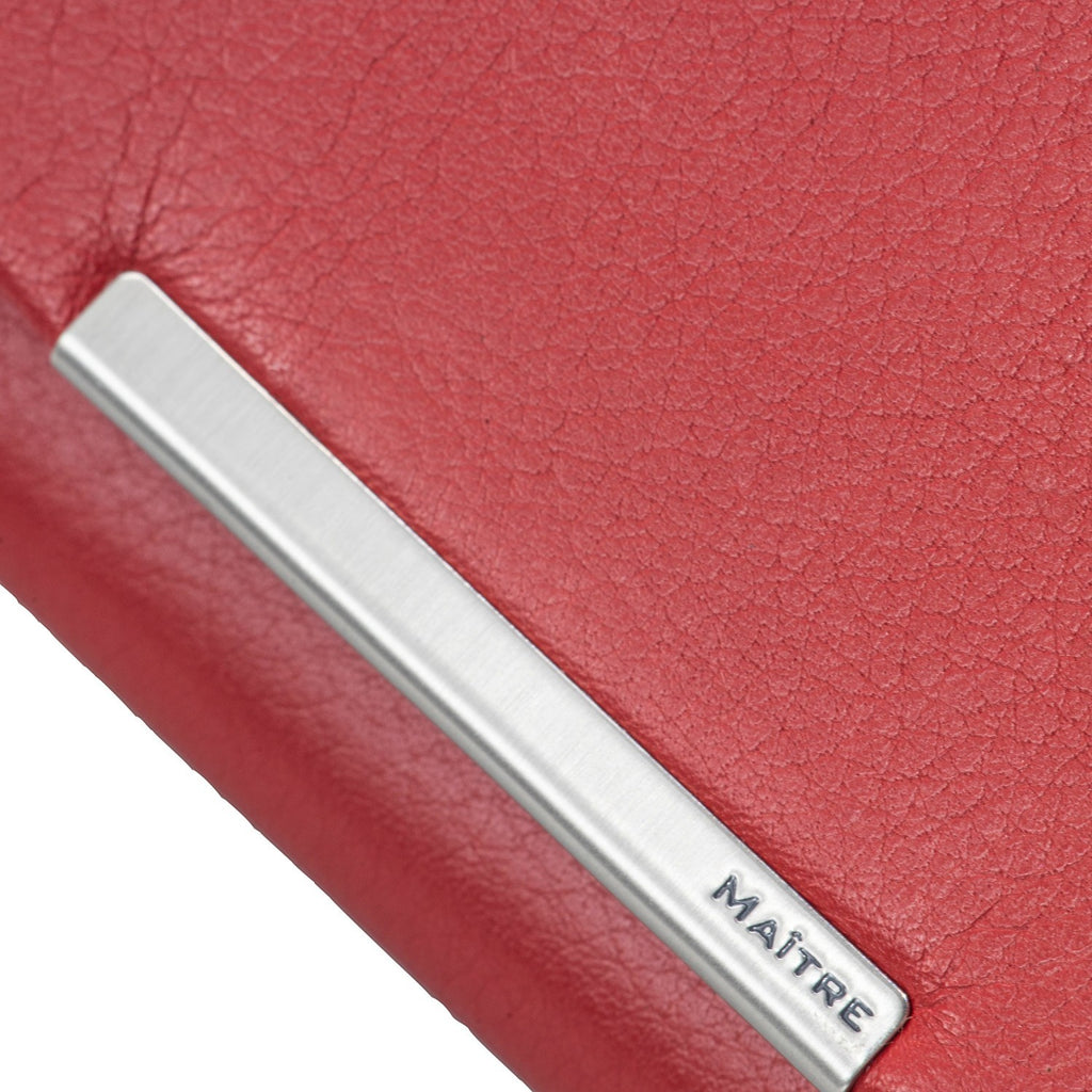 Lieblingstasche red leather purse with silver metal accent and embossed logo