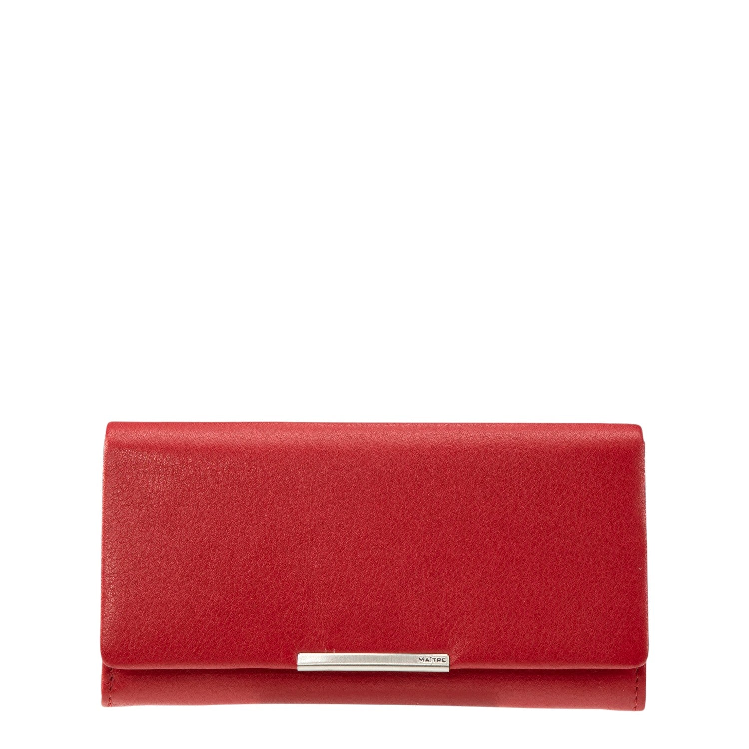 Lieblingstasche red leather bifold wallet with silver clasp and embossed logo