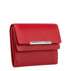 Lieblingstasche red leather tri-fold wallet with silver bar accent