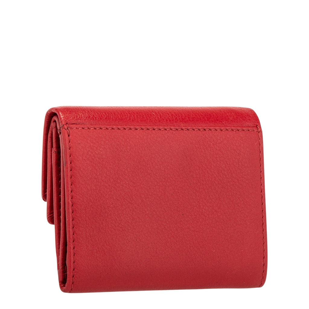 Lieblingstasche red leather tri-fold wallet with stitched detailing
