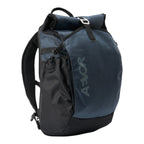 Lieblingstasche Roll Pack 2.0 navy blue roll-top backpack with black side pockets and adjustable buckle closure