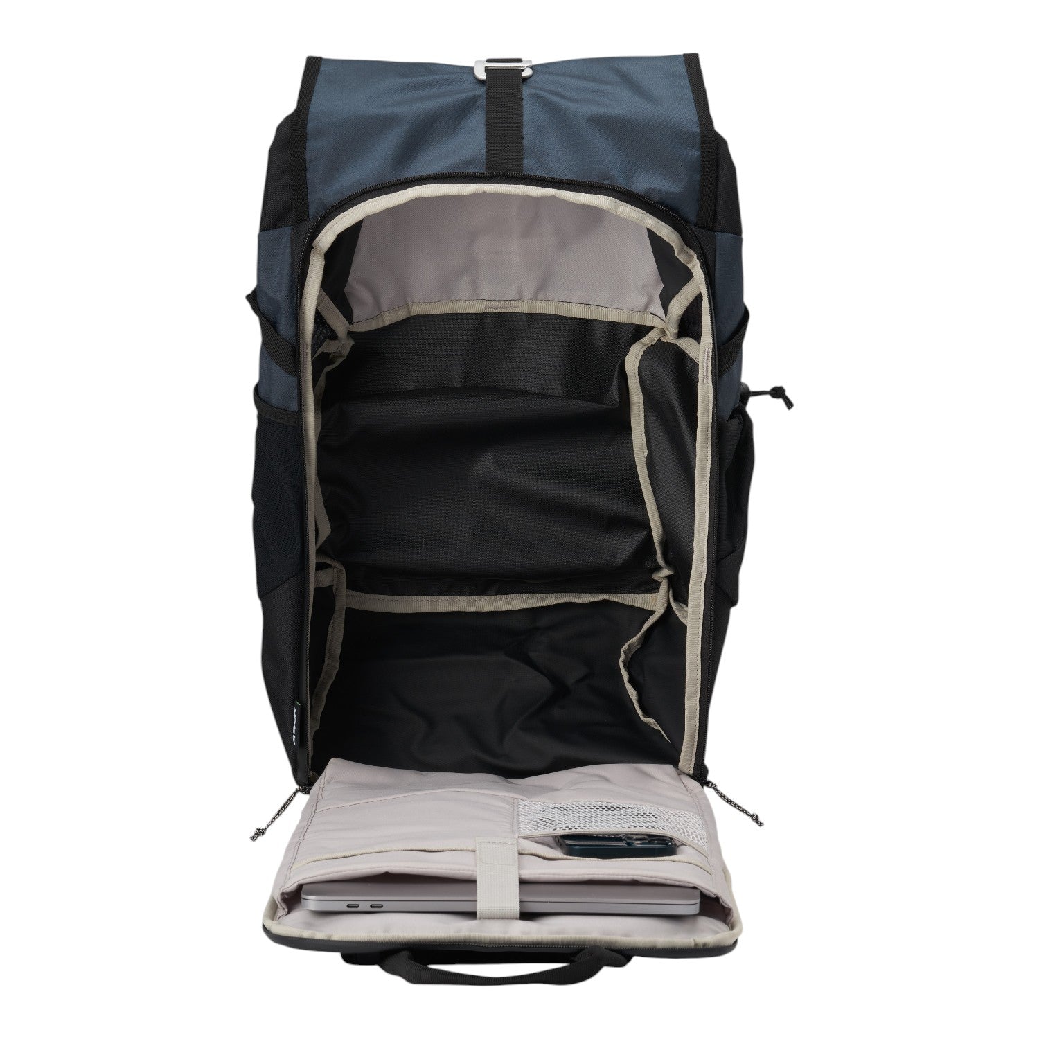 Lieblingstasche Roll Pack 2.0 backpack in navy and black with open main compartment and laptop sleeve