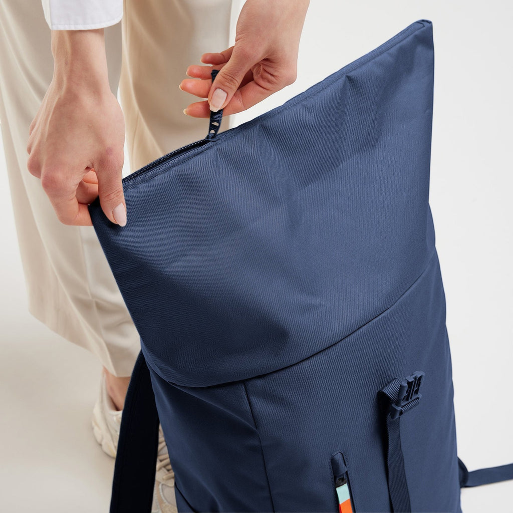 Lieblingstasche Rolltop Easy navy blue backpack with zip closure and buckle detail