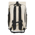 Lieblingstasche Rolly32 beige rolltop backpack with padded shoulder straps, breathable back panel, and chest strap.