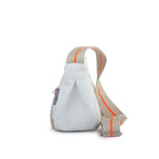 Lieblingstasche Roop white recycled sailcloth crossbody bag with beige and neon orange strap