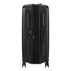 Lieblingstasche Samsonite NUON Spinner 69/25 black hard shell suitcase with TSA lock and side view
