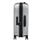 Lieblingstasche Samsonite NUON Spinner 55/20 silver hard shell carry-on suitcase with TSA lock and side view