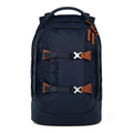 Lieblingstasche satch PACK school backpack in dark blue with brown leather-look accents and adjustable buckles