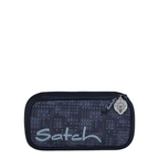Lieblingstasche Satch pencil case in dark blue with a circuit board pattern and a lightbulb zipper charm