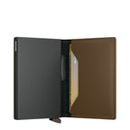 Lieblingstasche Secrid Bandwallet Matte in black with brown leather interior and integrated RFID card protector