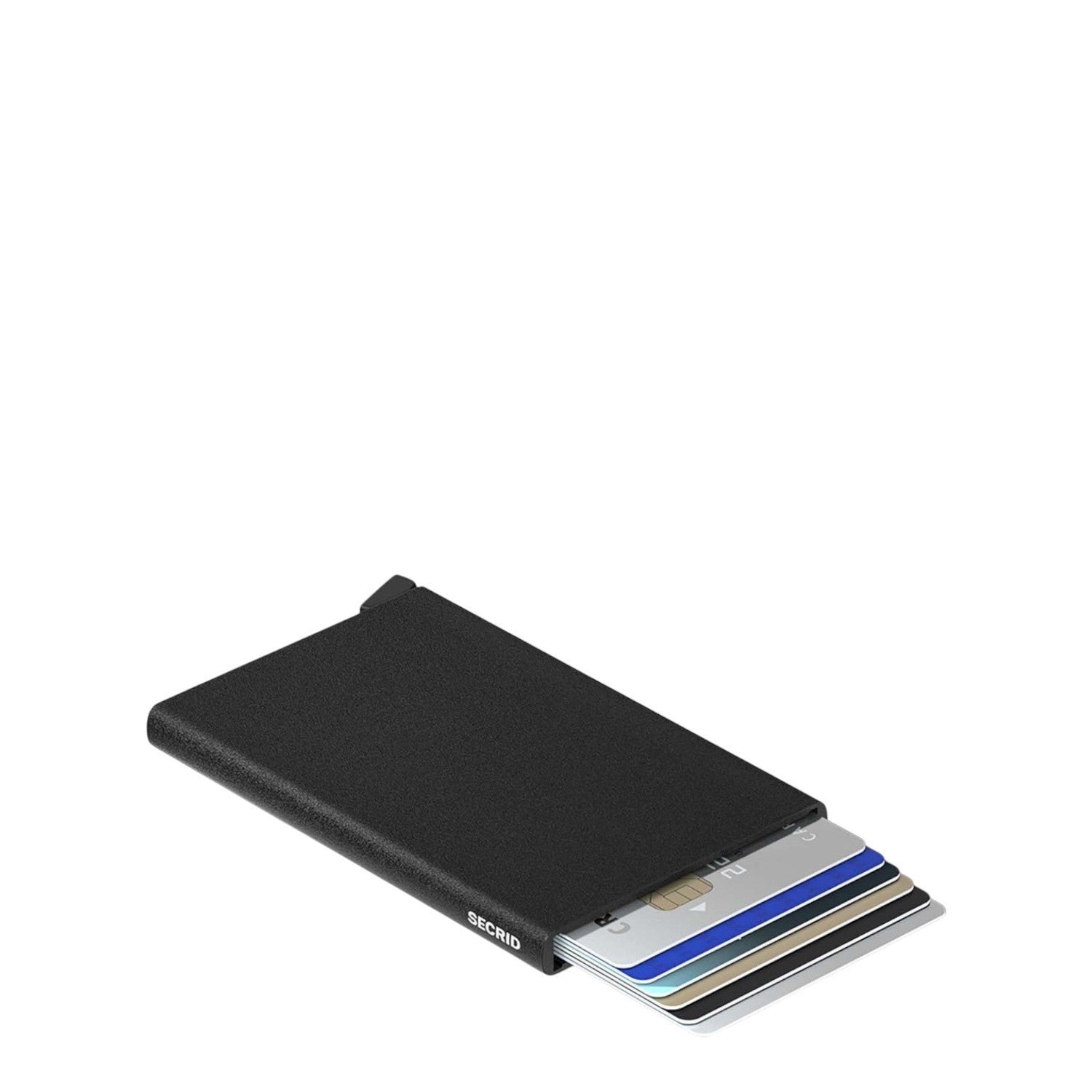 Lieblingstasche Secrid Cardprotector in black with textured aluminium finish holding multiple credit cards