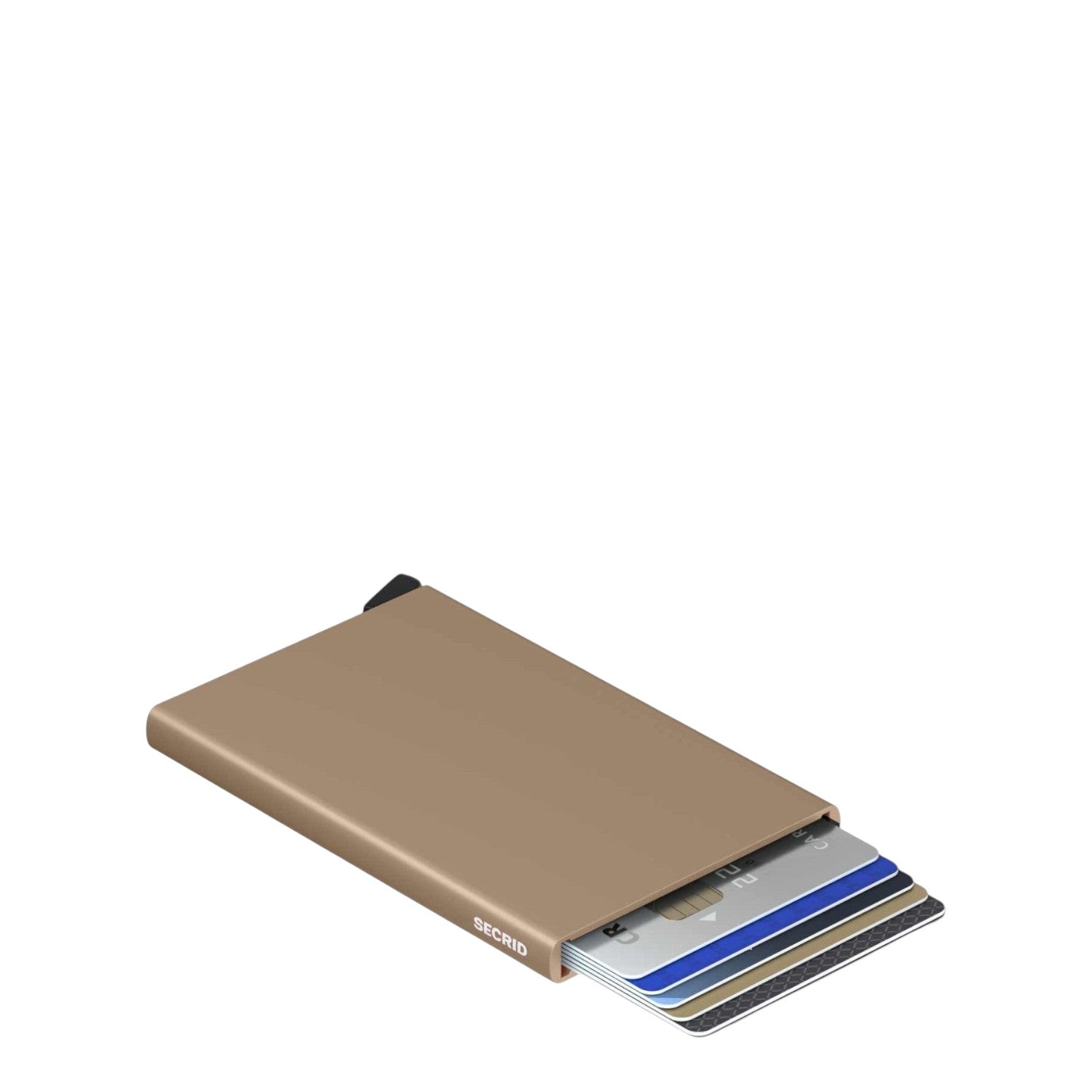 Lieblingstasche Secrid Cardprotector in metallic bronze aluminium with cards sliding out for easy access