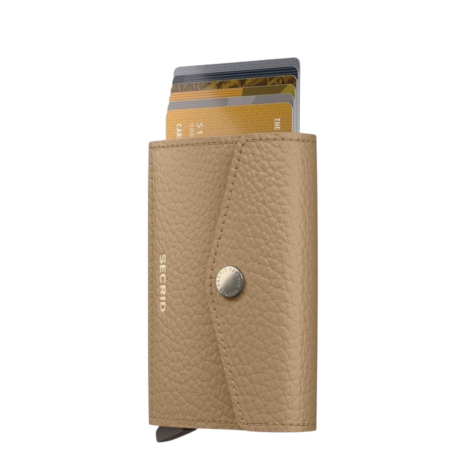 Lieblingstasche Secrid Envelope wallet in beige pebble leather with RFID card protector and snap button closure