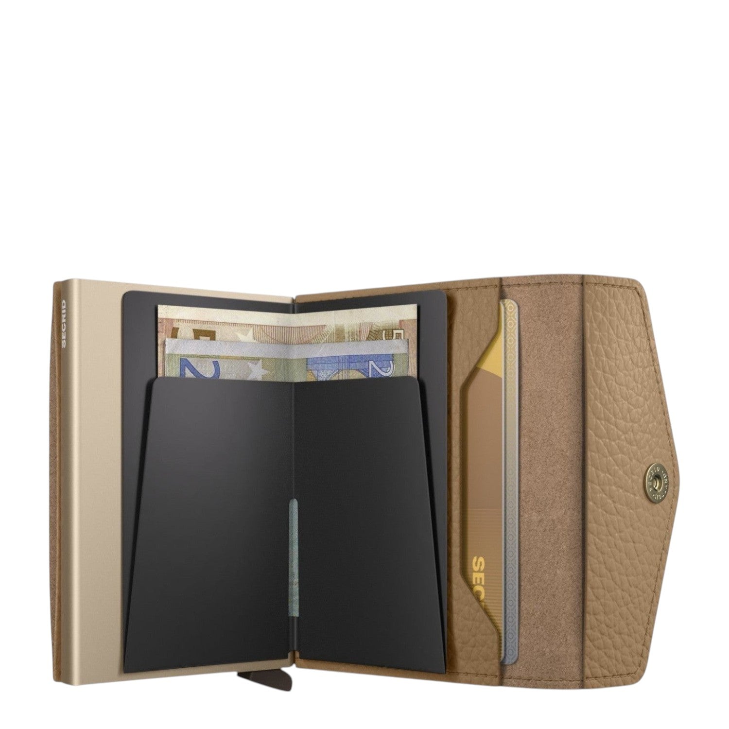 Lieblingstasche Secrid Envelope wallet in beige pebble leather with open card protector and snap button closure