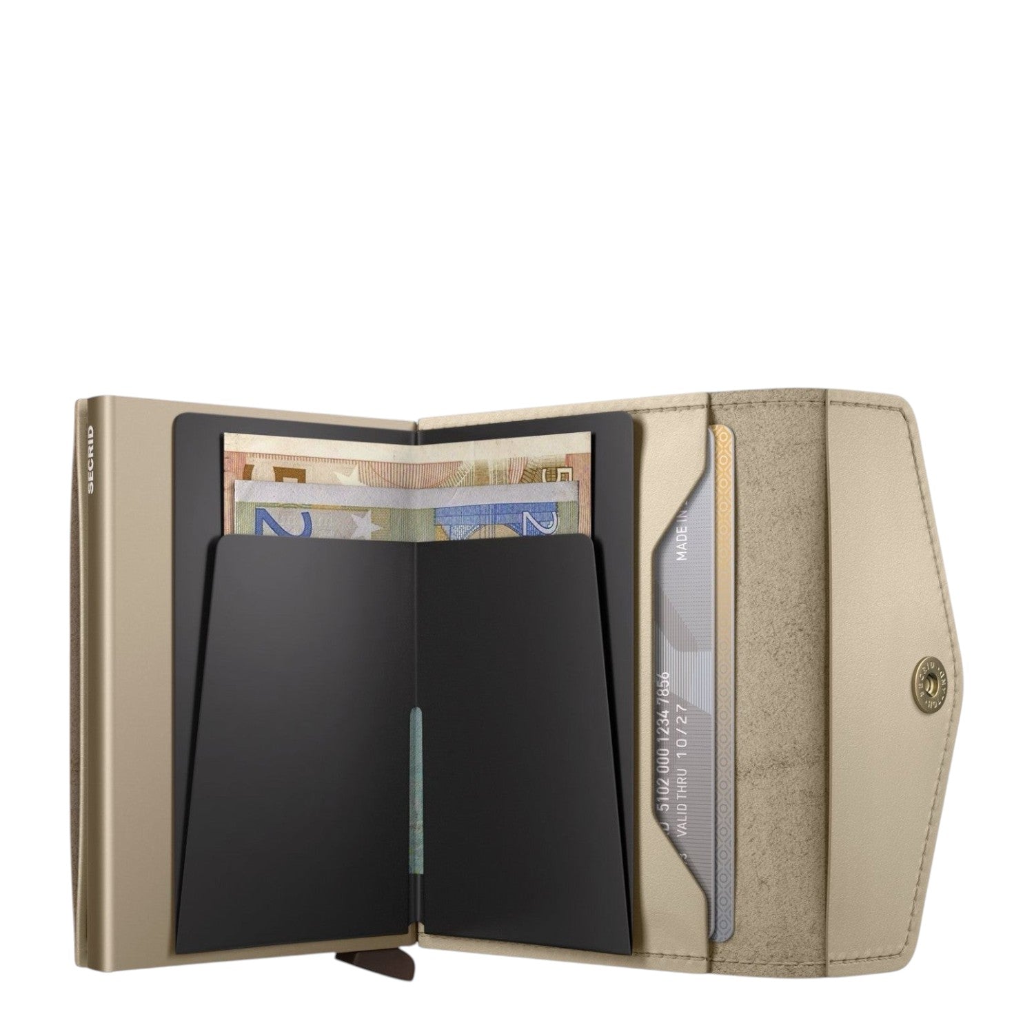 Lieblingstasche Secrid Envelope wallet in beige leather with open card protector and snap button closure