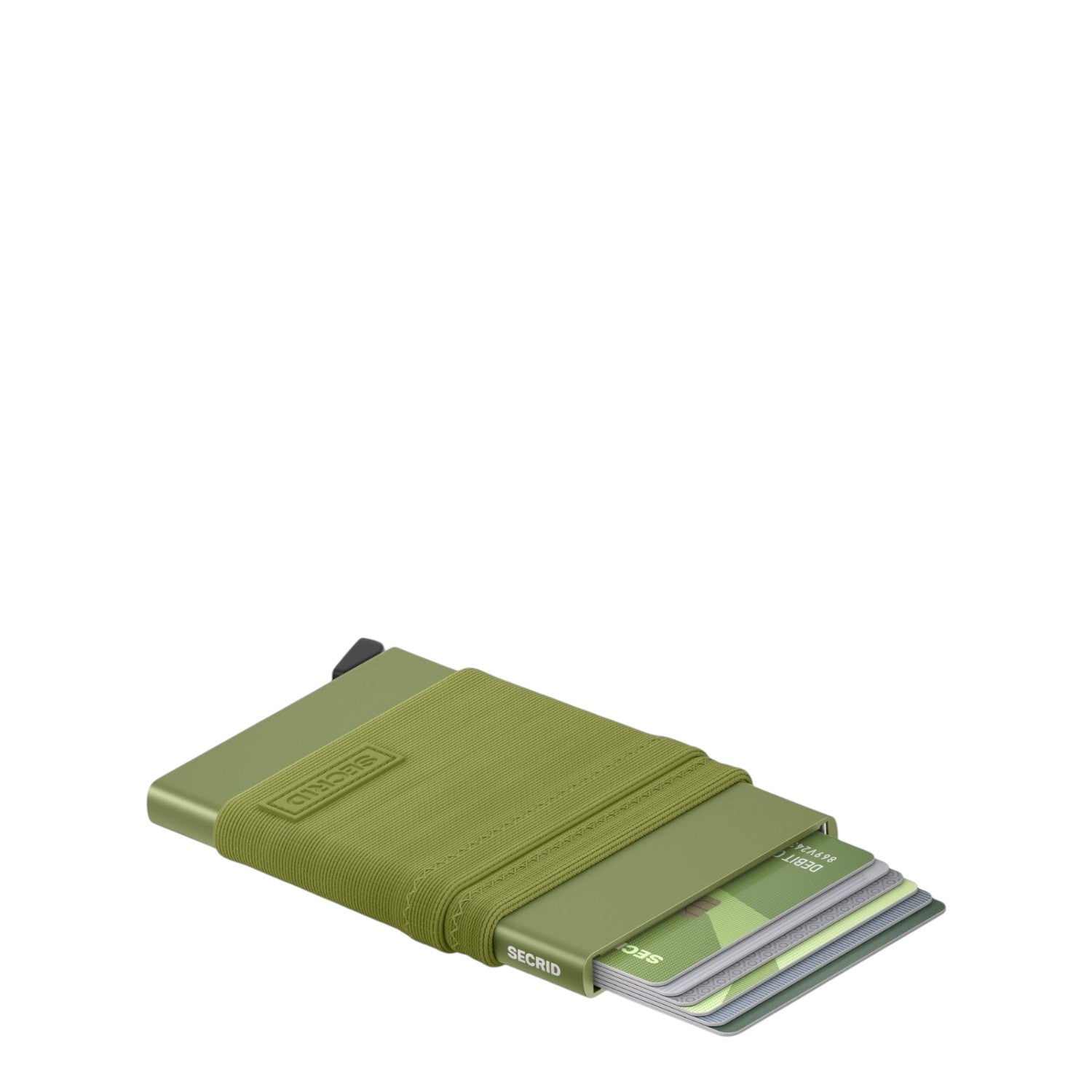 Lieblingstasche Secrid Flexwallet in olive green with elastic powernet textile sleeve and RFID-protected card case.