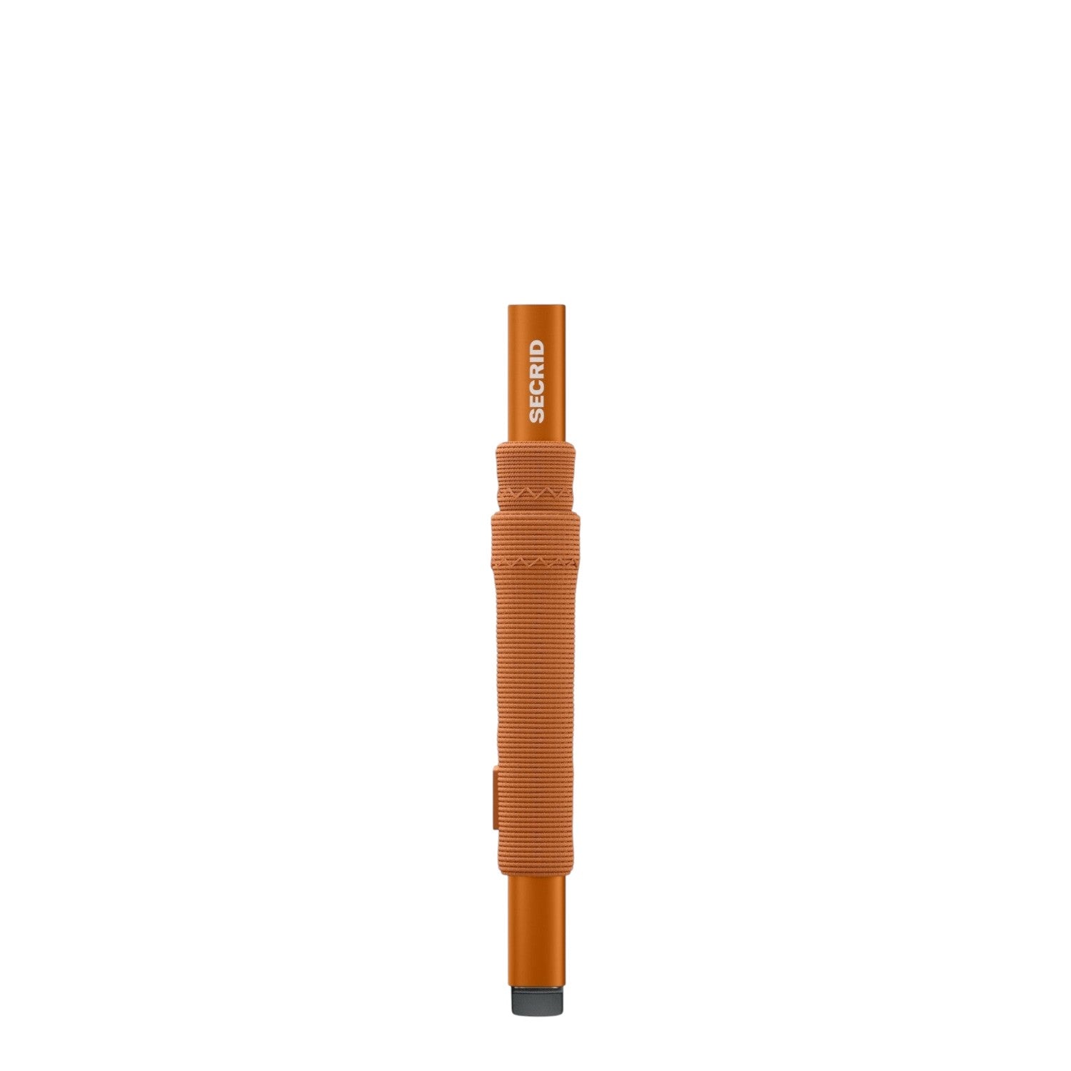 Lieblingstasche Secrid Flexwallet in orange with a flexible powernet textile sleeve and card protector mechanism.