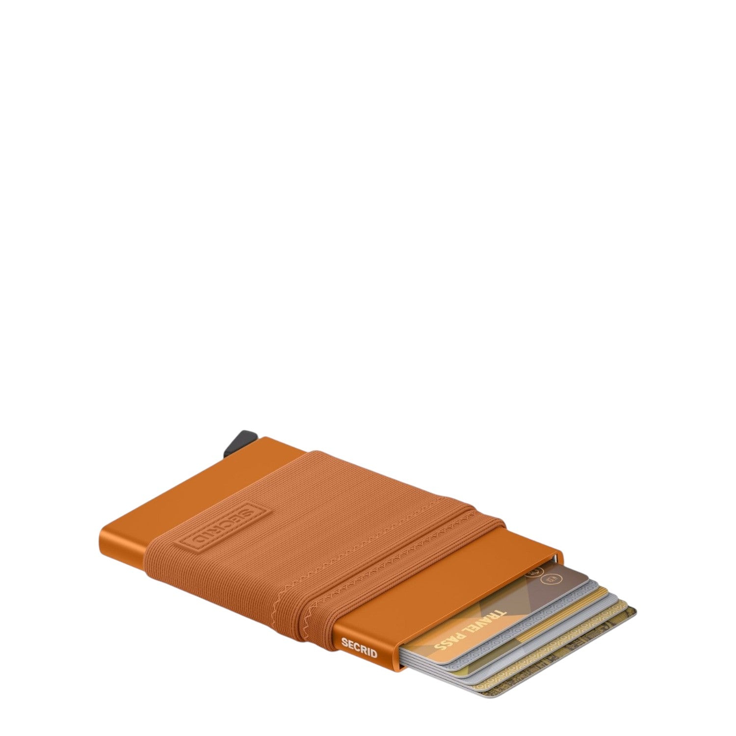 Lieblingstasche Secrid Flexwallet in orange with elastic powernet textile sleeve and RFID-protected card holder