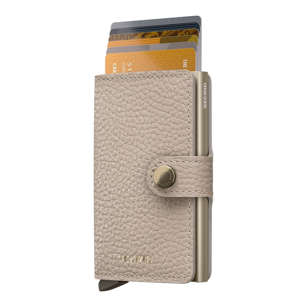 Lieblingstasche Secrid Miniwallet in beige pebble leather with aluminium card protector and snap button closure