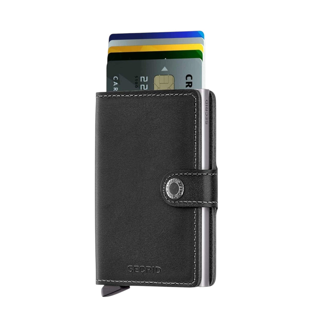 Lieblingstasche Secrid Miniwallet in black leather with card protector mechanism and snap button closure