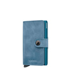 Lieblingstasche Secrid Miniwallet Vintage in blue leather with a secure snap button closure and RFID protection.