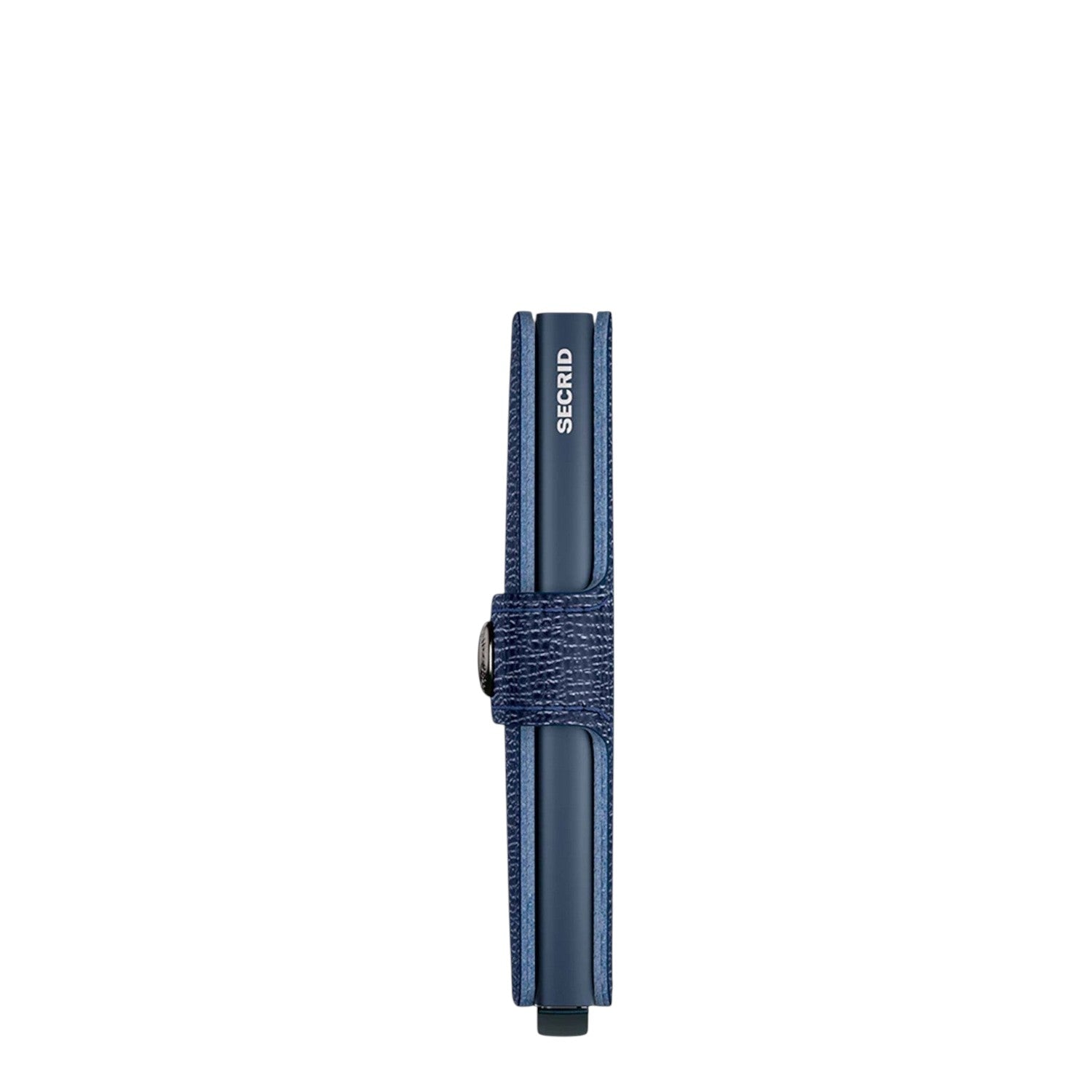 Lieblingstasche Secrid Miniwallet Crisple in blue leather with RFID protection and snap button closure side view