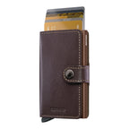 Lieblingstasche Secrid Miniwallet Original in dark brown leather with a snap button closure and card protector