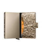 Lieblingstasche Secrid Miniwallet Crunch in metallic gold with textured leather and integrated card protector
