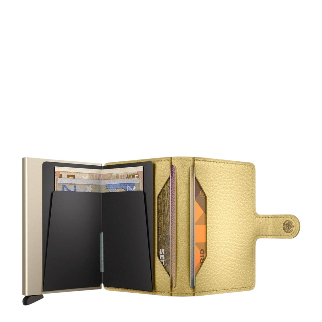 Lieblingstasche Secrid Miniwallet Pebble in metallic gold leather with RFID-protected card slots and cash compartment