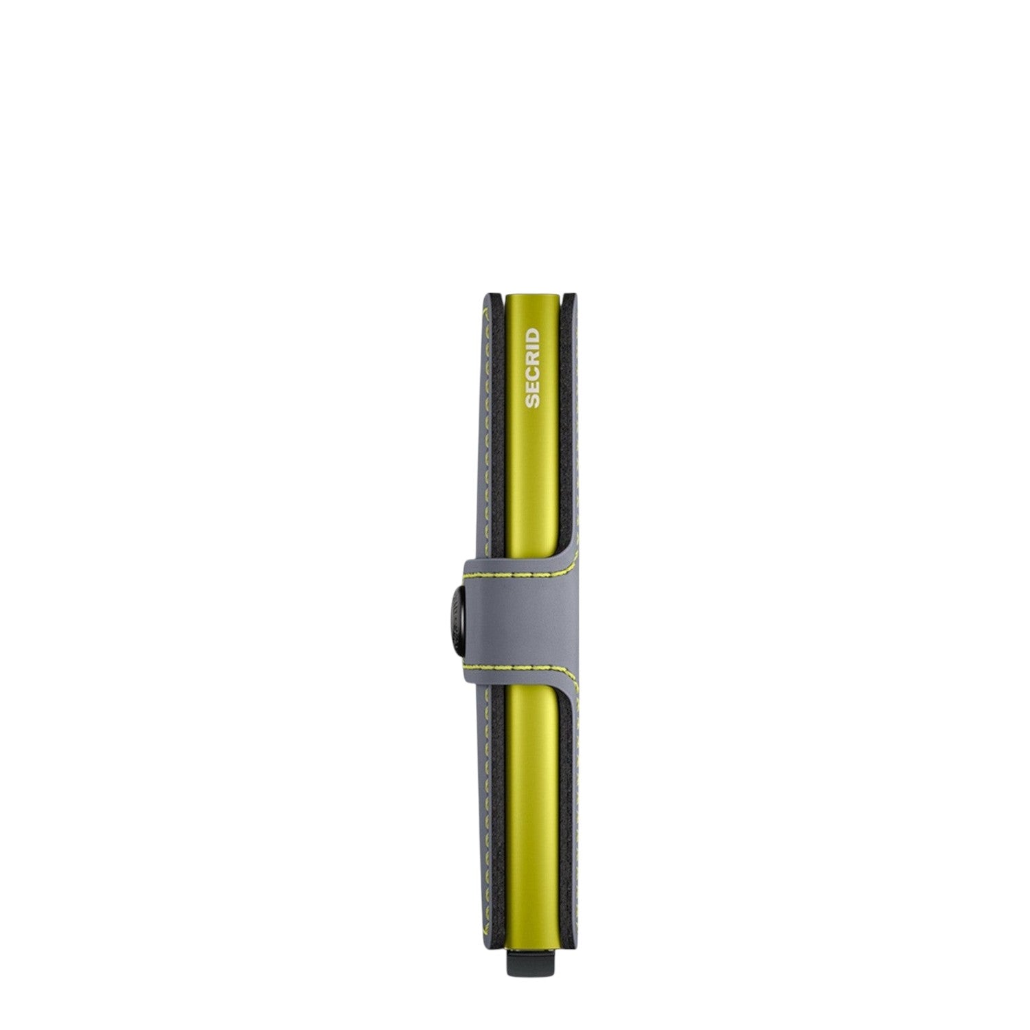 Lieblingstasche Secrid Miniwallet Matte in lime green and grey leather with RFID protection, side view