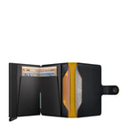 Lieblingstasche Secrid Miniwallet Matte in black leather with yellow interior and integrated RFID card protector