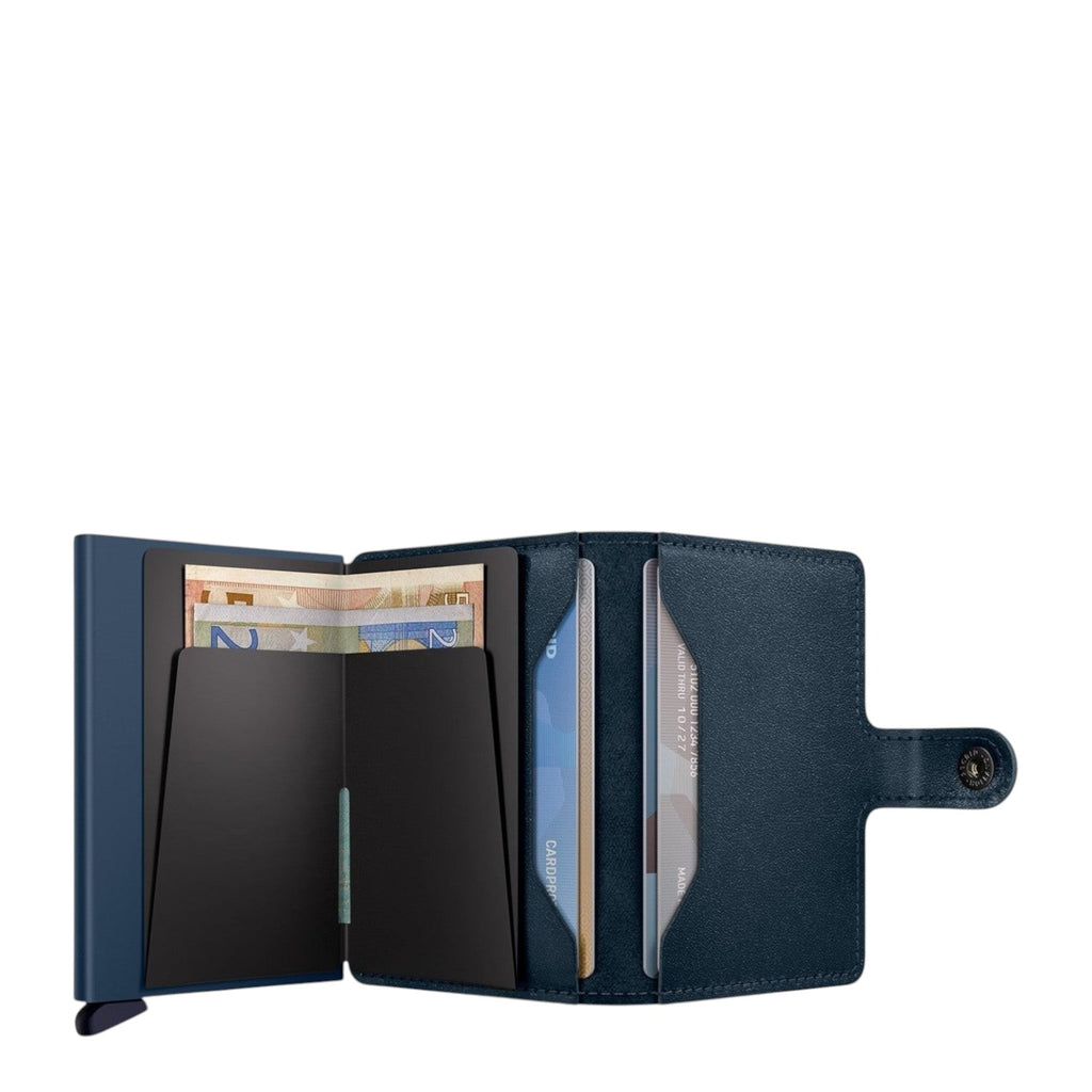 Lieblingstasche Secrid Miniwallet in navy blue leather with card protector mechanism and interior cash slots