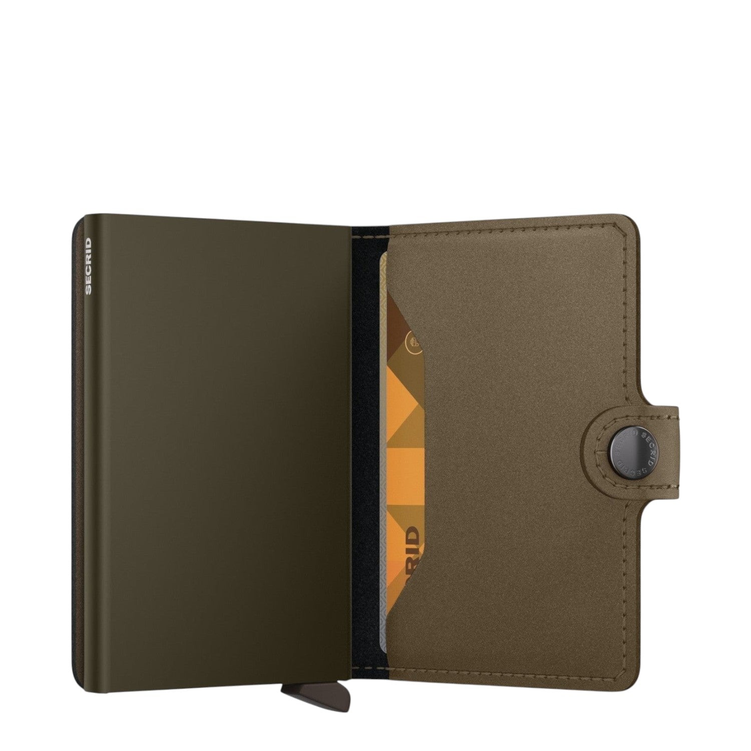Lieblingstasche Secrid Miniwallet Matte Satin in olive green leather with integrated RFID-protected card holder