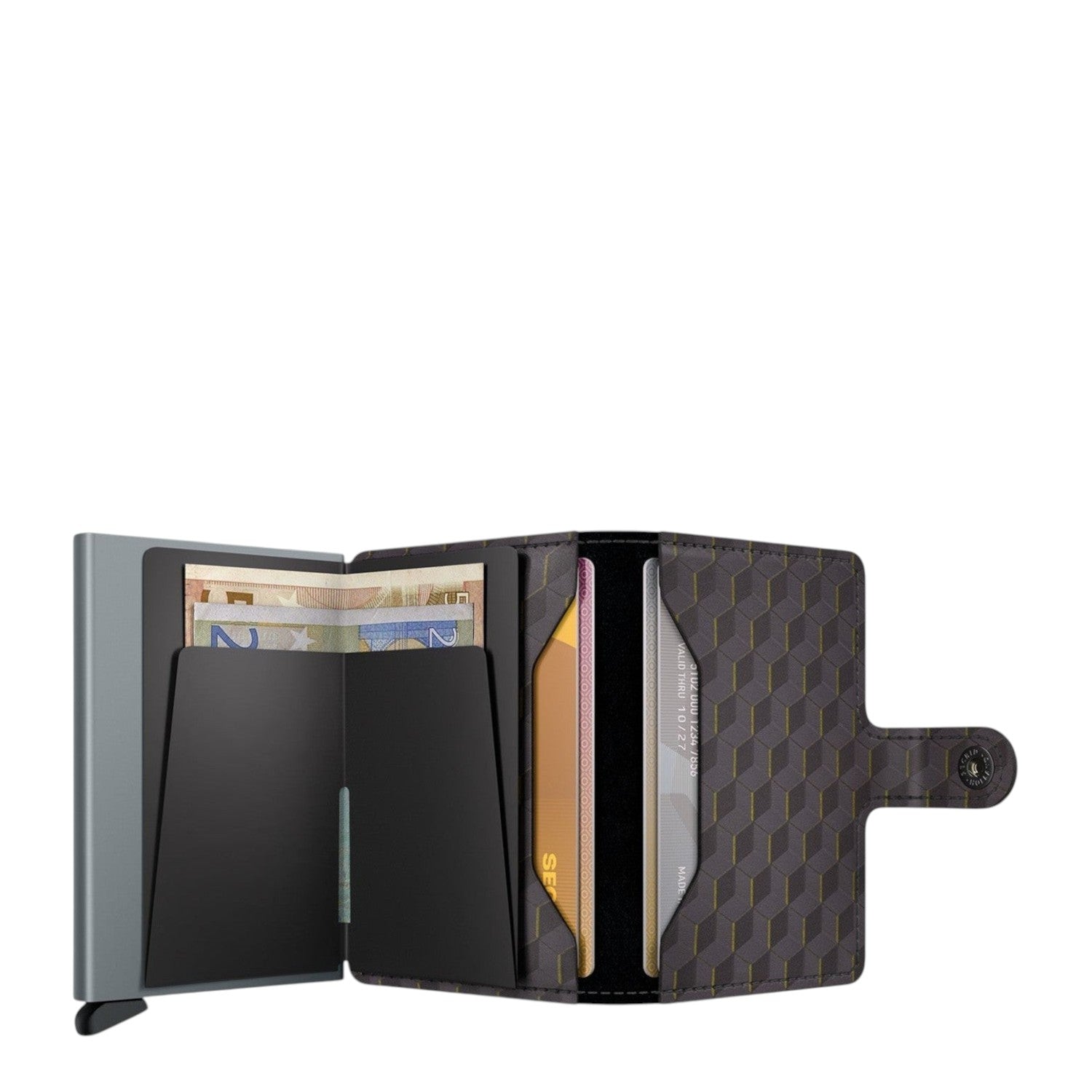 Lieblingstasche Secrid Miniwallet Optical with geometric pattern, card protector, and cash storage slots.