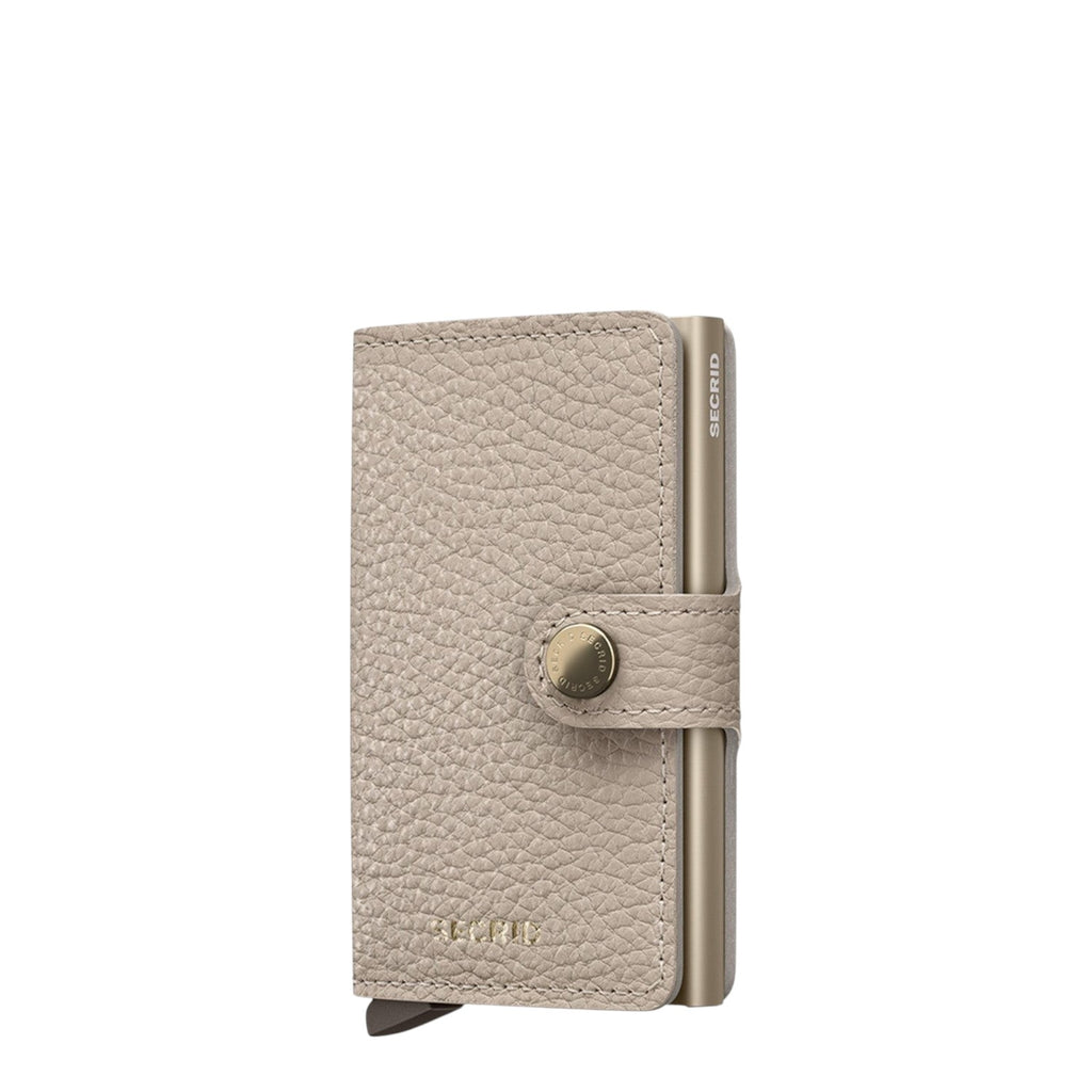 Lieblingstasche Secrid Miniwallet Pebble in beige textured leather with a secure snap button and RFID protection