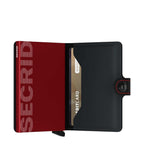 Lieblingstasche Secrid Miniwallet Matte in red and black leather with RFID-protected card holder and snap closure