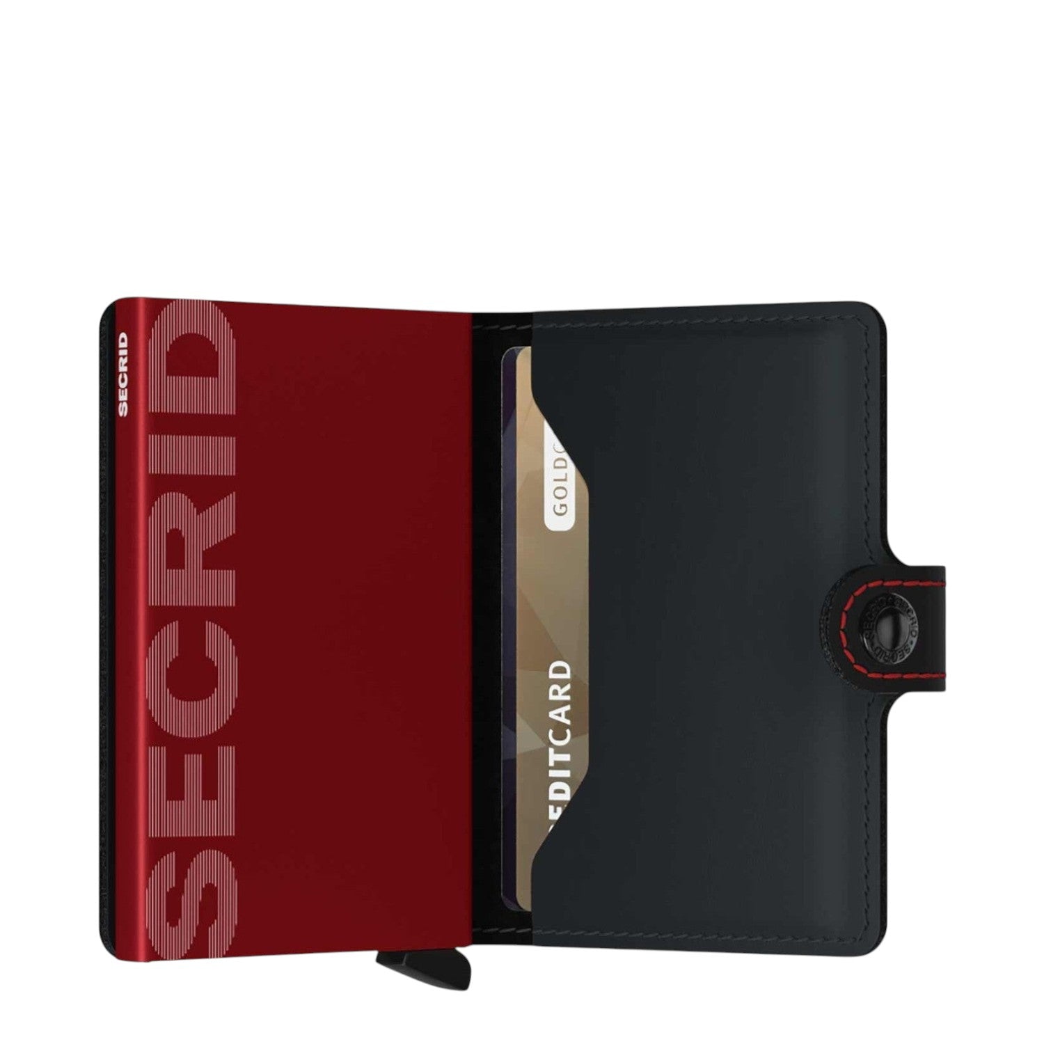Lieblingstasche Secrid Miniwallet Matte in red and black leather with RFID-protected card holder and snap closure