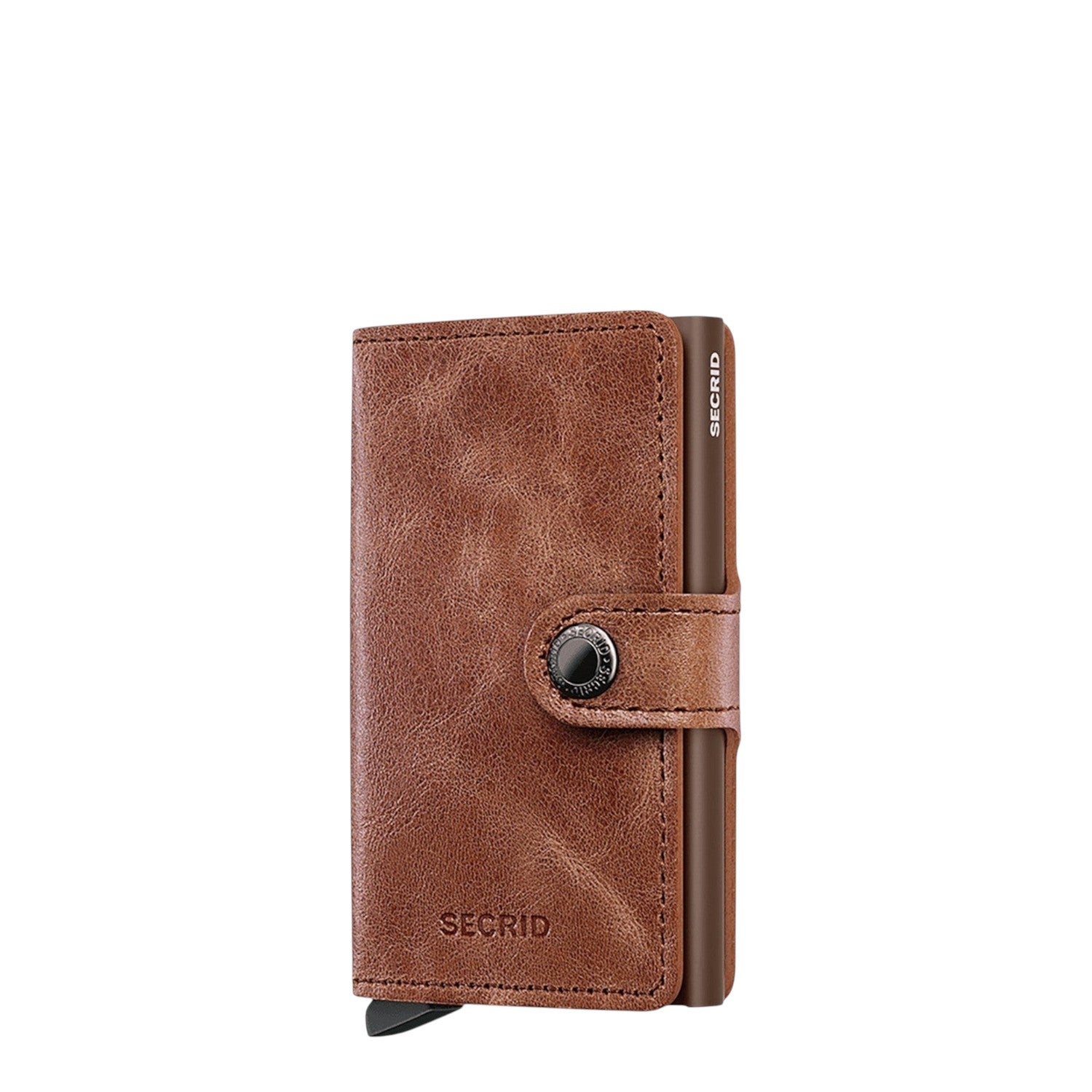 Lieblingstasche Secrid Miniwallet Vintage in brown leather with snap button closure and integrated card protector