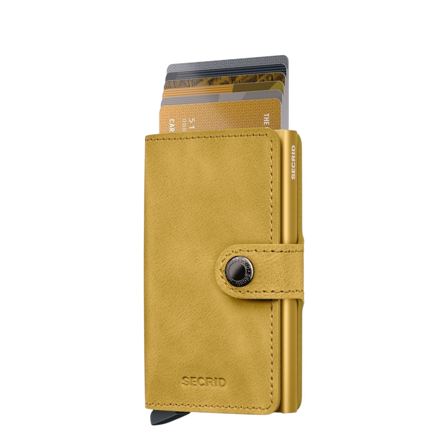 Lieblingstasche Secrid Miniwallet Vintage in yellow leather with RFID-protected card holder and snap button closure