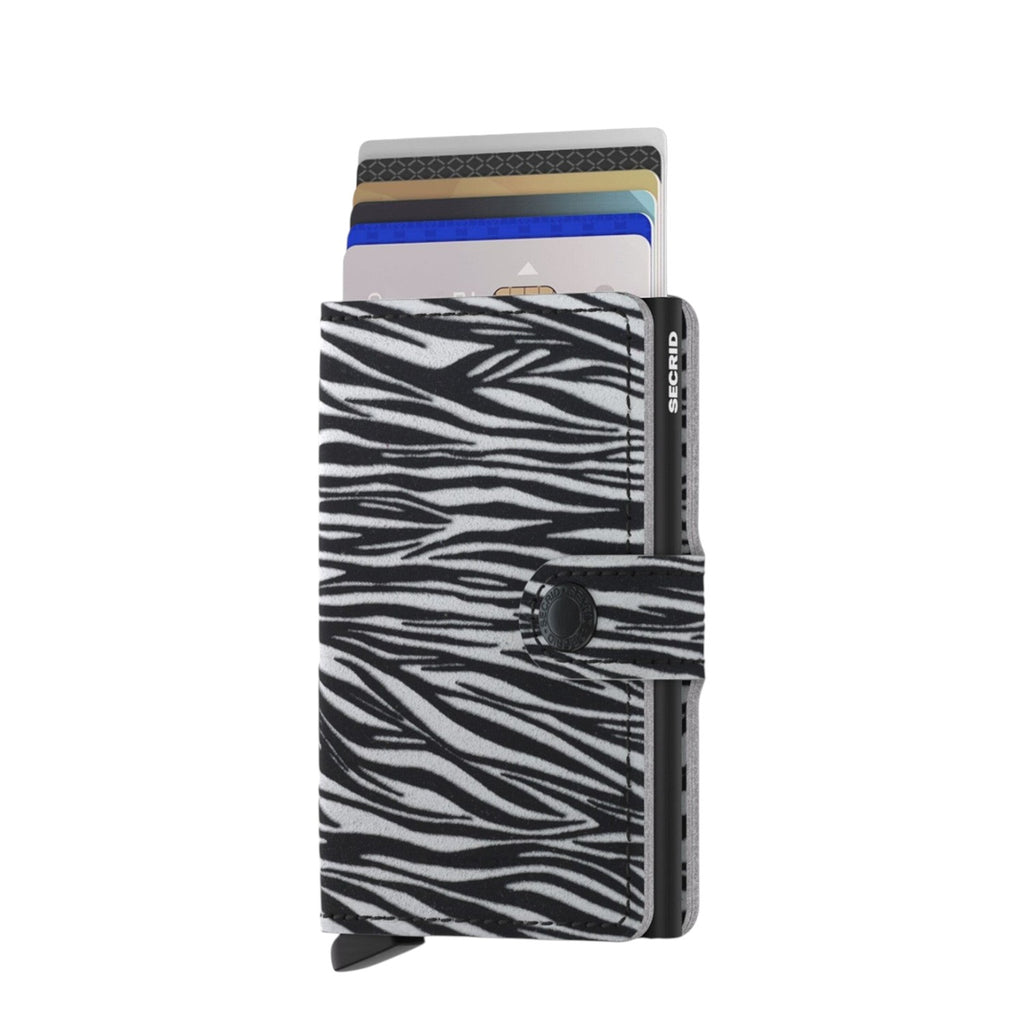 Lieblingstasche Secrid Miniwallet in black and white zebra print leather with RFID-protected card mechanism