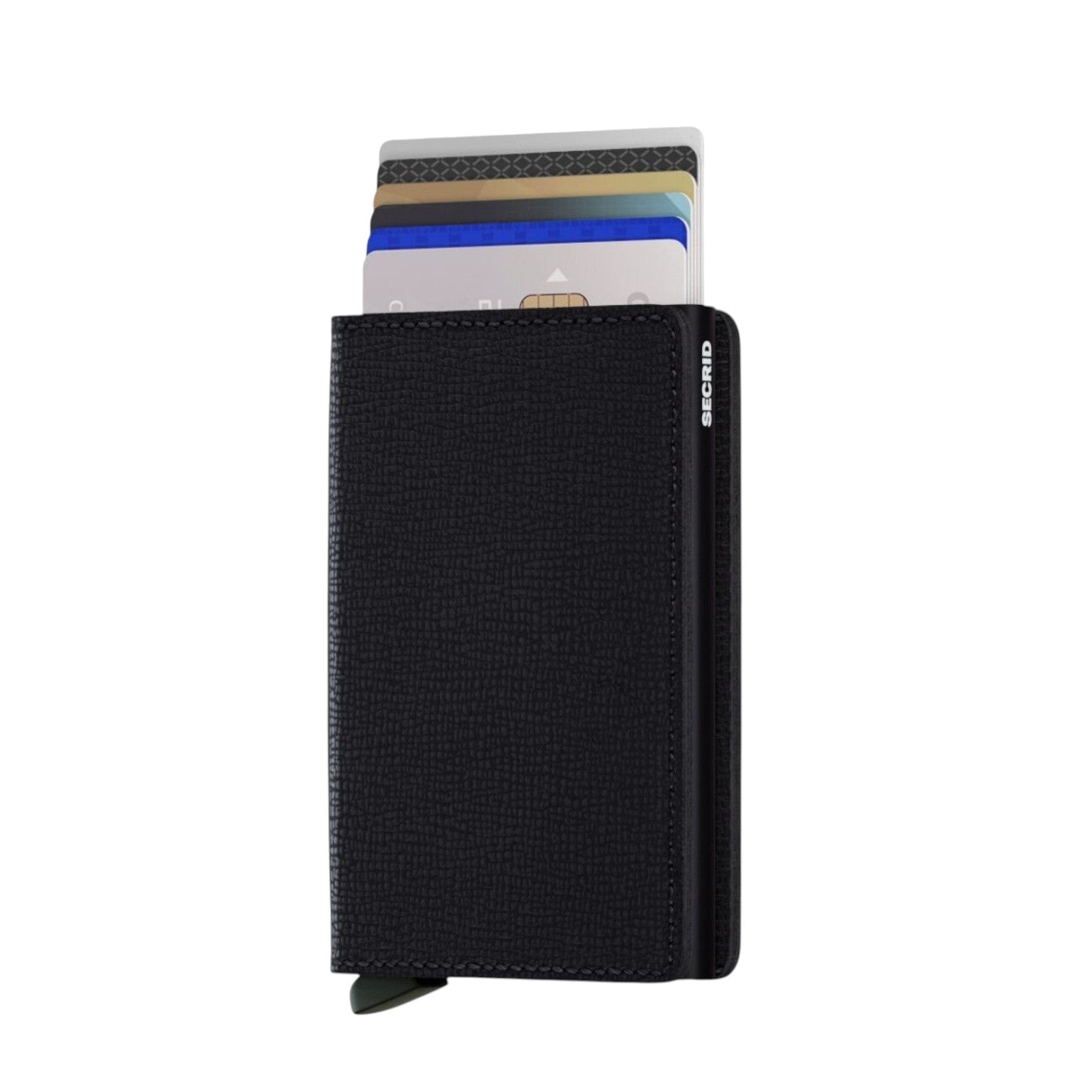 Lieblingstasche Secrid Slimwallet Crisple in black leather with RFID-protected card mechanism and textured finish